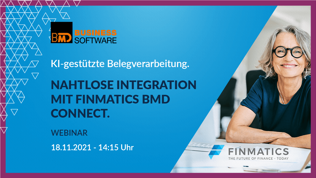 KI-gestützte Belegverarbeitung. Nahtlose Integration mit Finmatics und BMD Connect