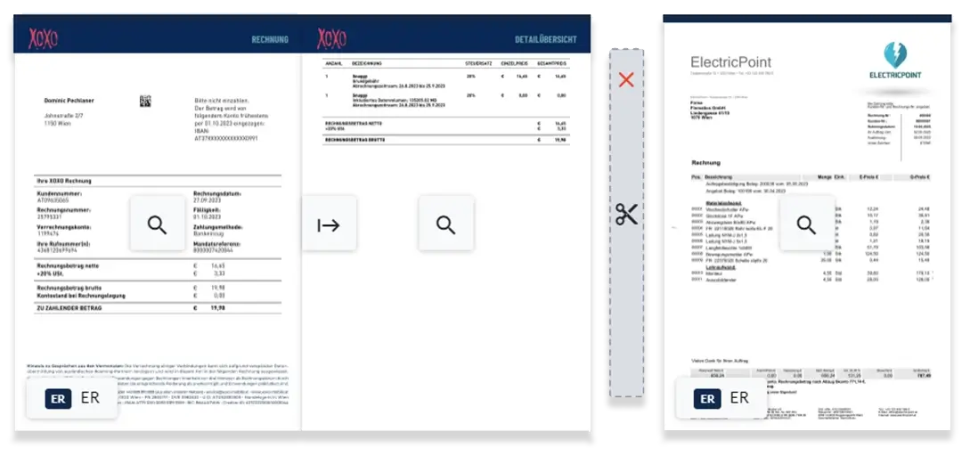 Finmatics Belegzentrale Belege sortieren Ansicht